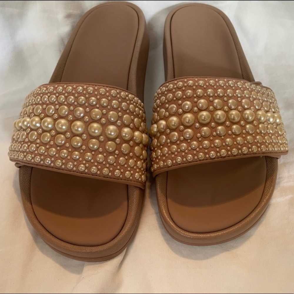 Jimmy Choo Fitz pearl slides (brand new)